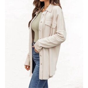 Pink Lily Treat Me Better Beige Shacket Cardigan